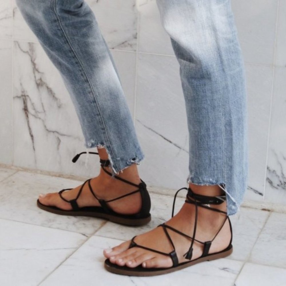 Madewell Kana Lace Up Gladiator Leather Sandals